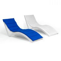 Slim Stacking Pool Lounger White with Pacific Blue Padding Set of 2 ISP0872C